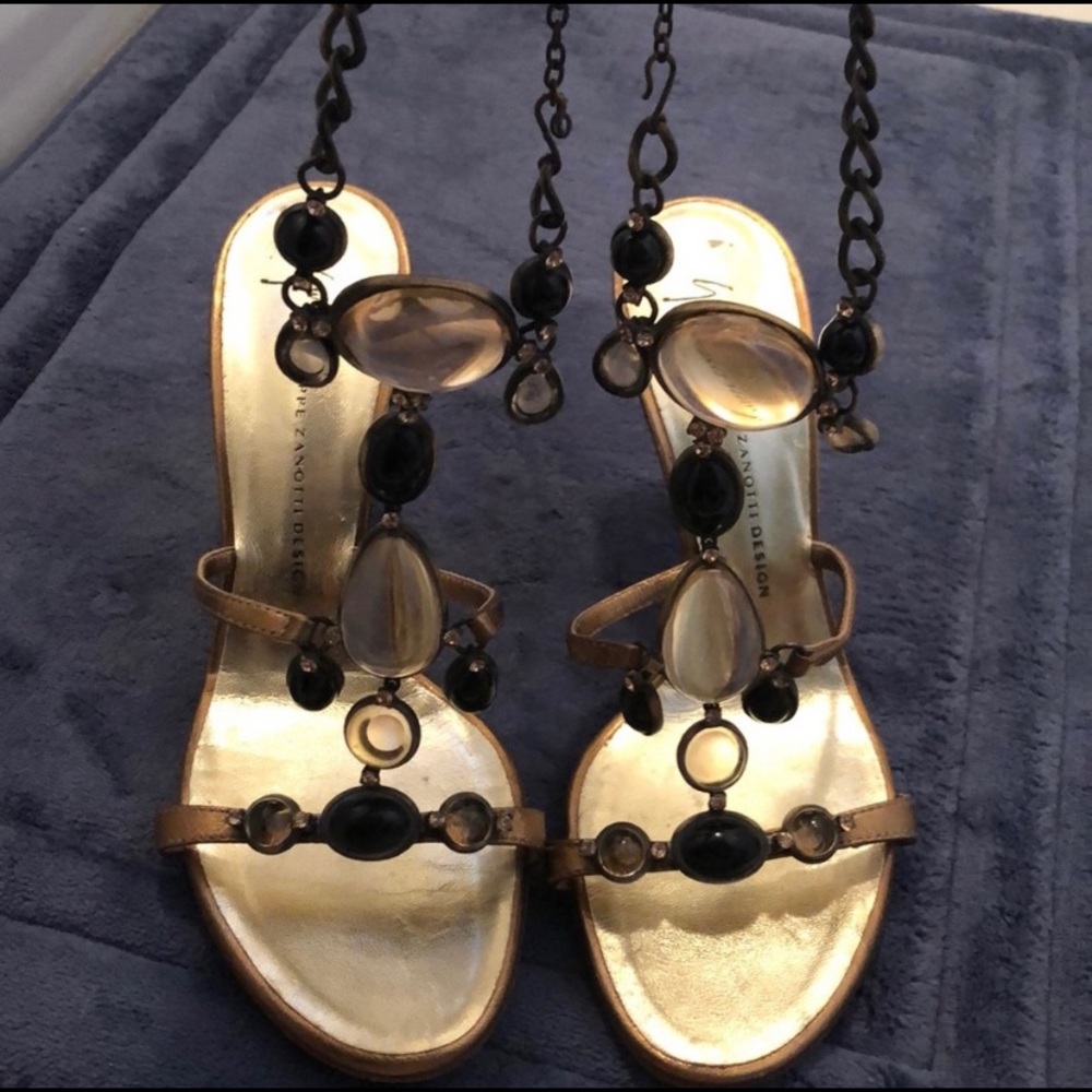 Giuseppe Zanotti sandals Size 6 Gold and Black